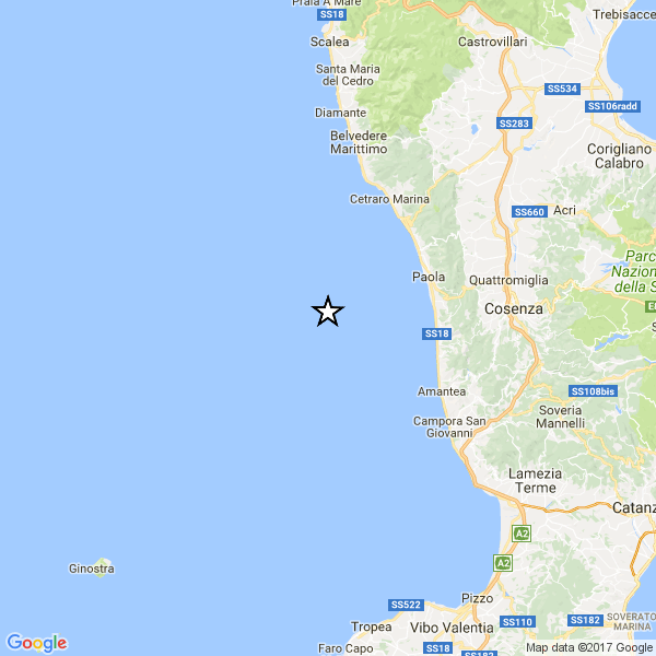 Paola (Cs) – Terremoto di magnitudo 4,3 provocato da antico Oceano che sprofonda nel Tirreno