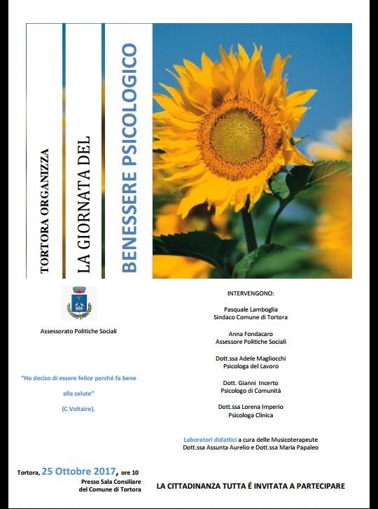 Tortora (CS) – Il 25 ottobre la Giornata del benessere psicologico