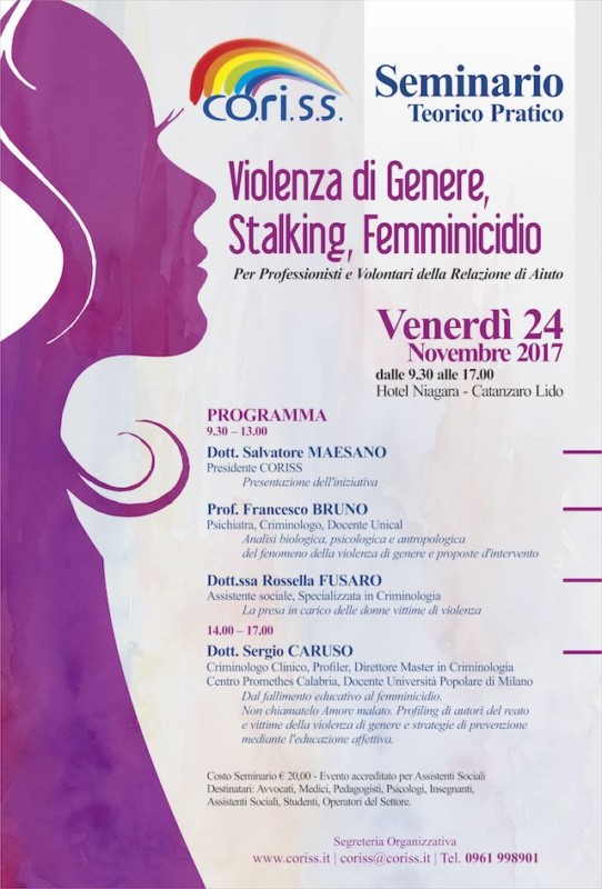 Catanzaro Lido – Seminario sulla ‘Violenza di genere, lo stalking e il femminicidio