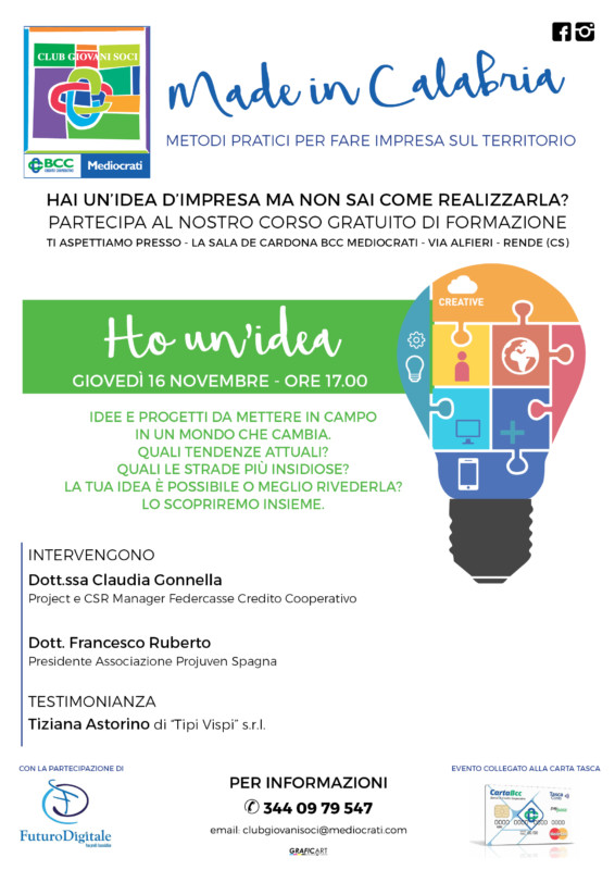 Workshop Made in Calabria metodi pratici per fare impresa sul territorio