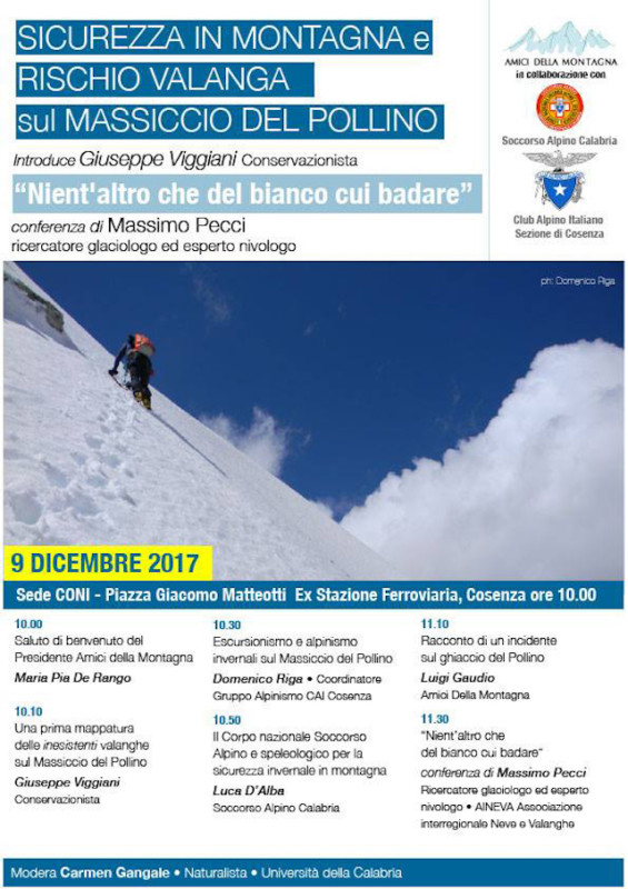 Cosenza – “Sicurezza in montagna e rischio valanga sul massiccio del Pollino”