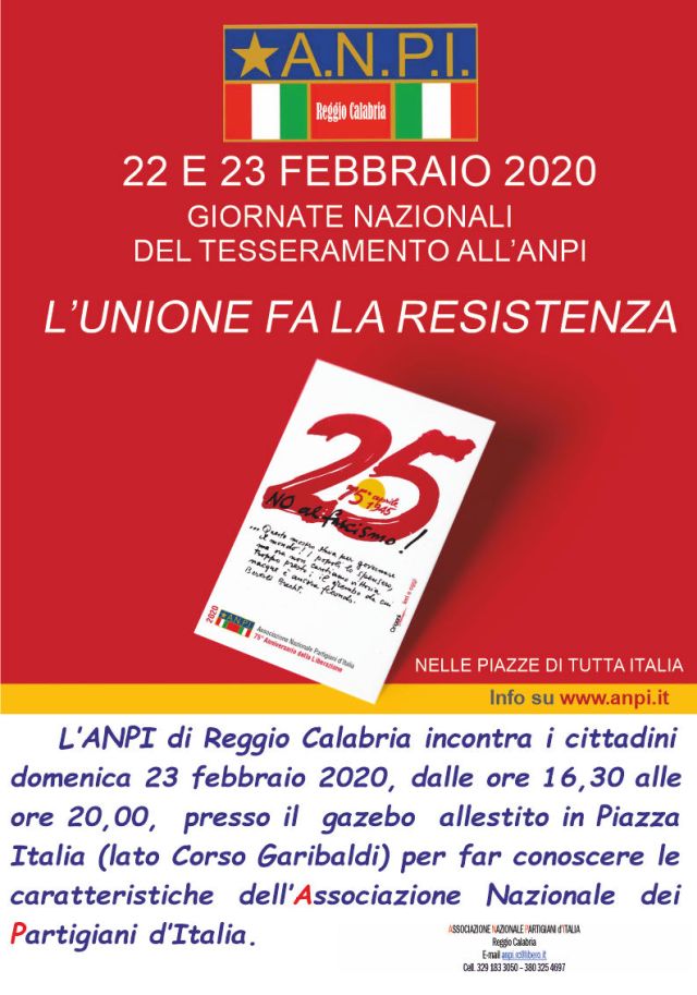 L’ANPI di Reggio Calabria domani in piazza