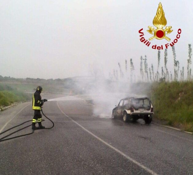 Auto in fiamme nel vibonese, intervengono i Vigili del Fuoco