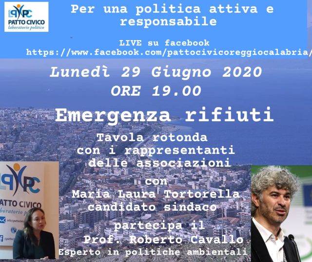 Oggi tavola rotonda sull’emergenza rifiuti a Reggio Calabria organizzata dal Laboratorio Politico-Patto Civico