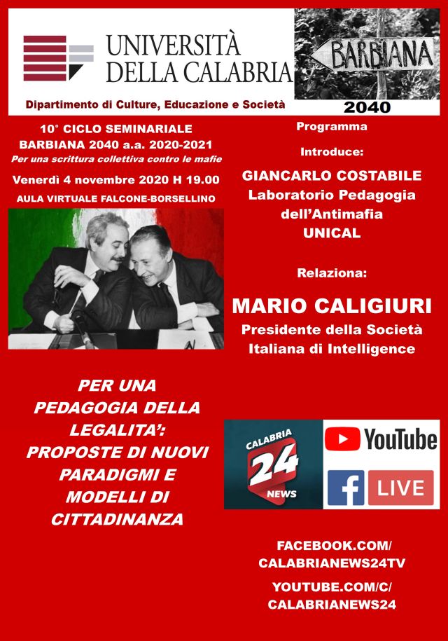 Unical, inaugurazione 10° anno del Laboratorio di Pedagogia dell’Antimafia