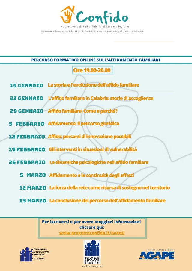 Al via il Progetto Confido, del Forum delle associazioni familiari e del centro Comunitario Agape per dare una famiglia ad ogni minore in difficoltà attraverso l’affido e l’adozione