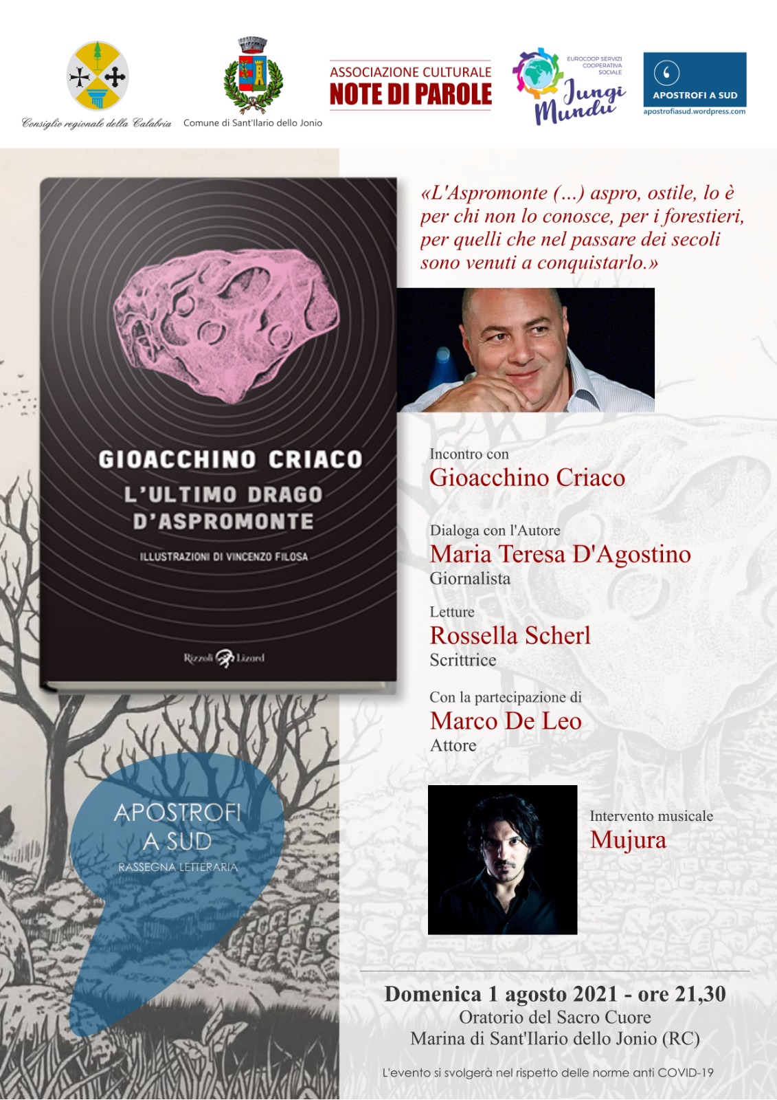 Sant’Ilario dello Ionio (RC): Per “Apostrofi a Sud” incontro con Gioacchino Criaco e “L’ultimo drago d’Aspromonte”