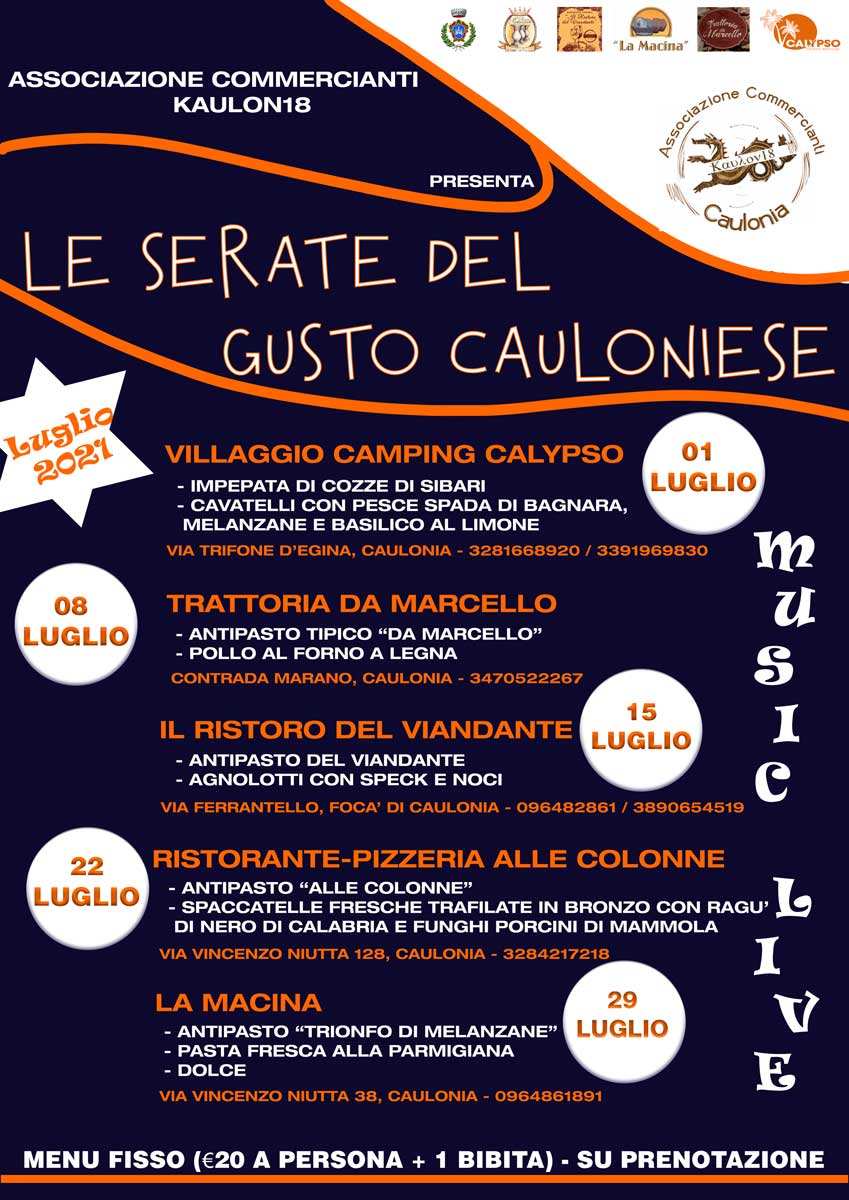 Terzo appuntamento con “Le serate del gusto cauloniese”