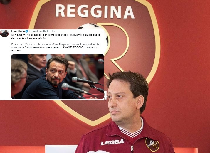 Reggina-Parma, il presidente Gallo manda un messaggio ai tifosi: “Avanti Reggio, sogniamo insieme”