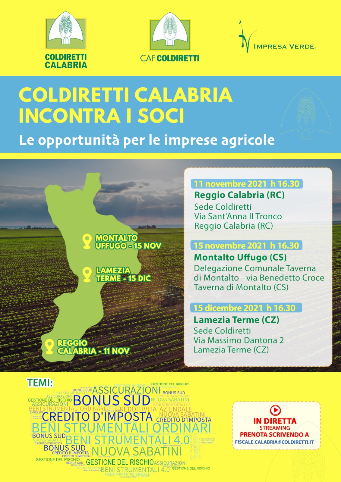 Coldiretti Calabria incontra i soci per il futuro delle imprese: parte da Reggio Calabria il tour di tre tappe
