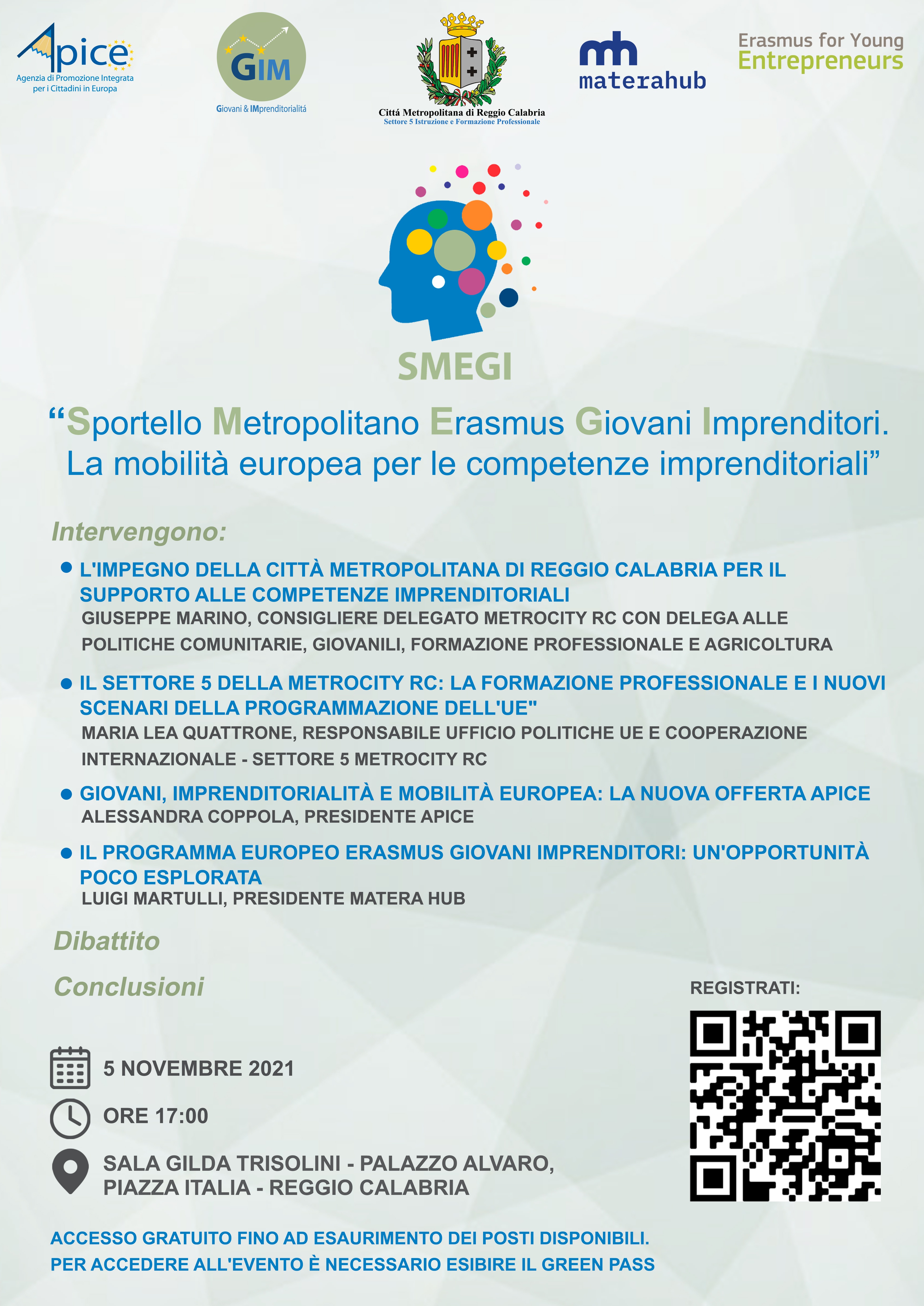 Reggio Calabria – Evento “Sportello Metropolitano Erasmus Giovani Imprenditori. La mobilità europea per le competenze imprenditoriali”