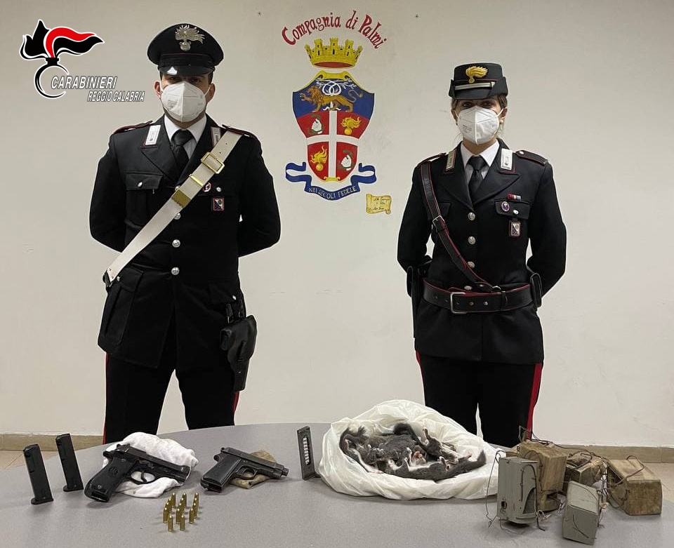 Trovato in possesso di pistola con matricola abrasa e ghiri nel freezer di casa, arrestato