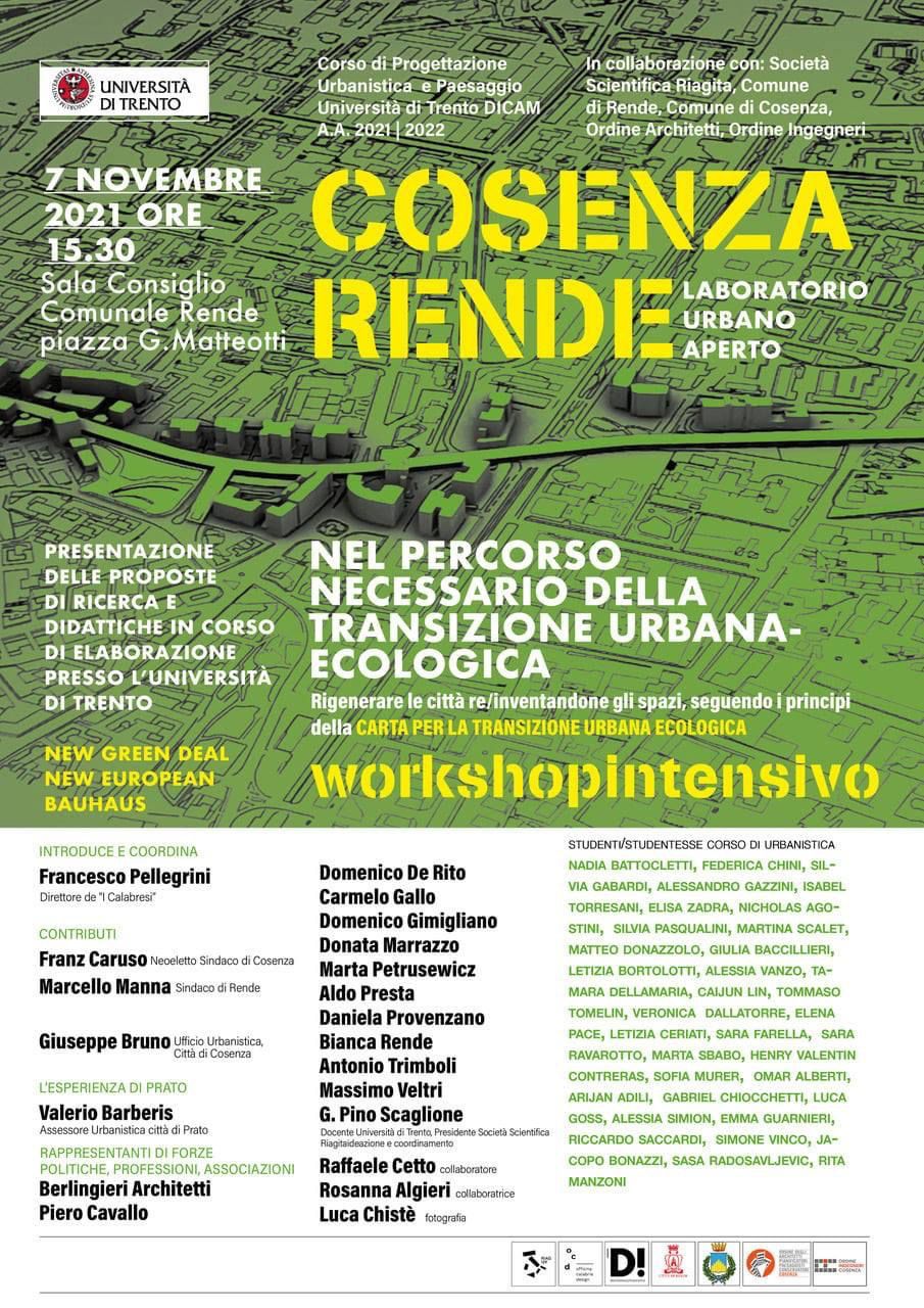 Prove di area urbana: Da Rende parte la progettazione partecipata con Università di Trento, Unical e istituzioni