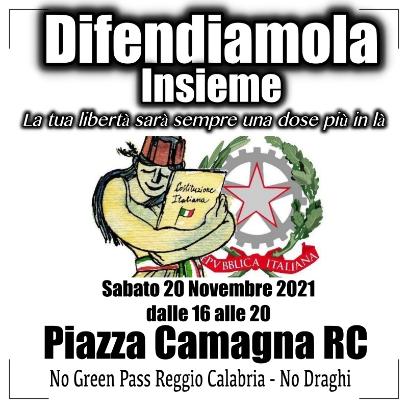 Reggio Calabria: sabato manifestazione “No Green pass” a Piazza Camagna
