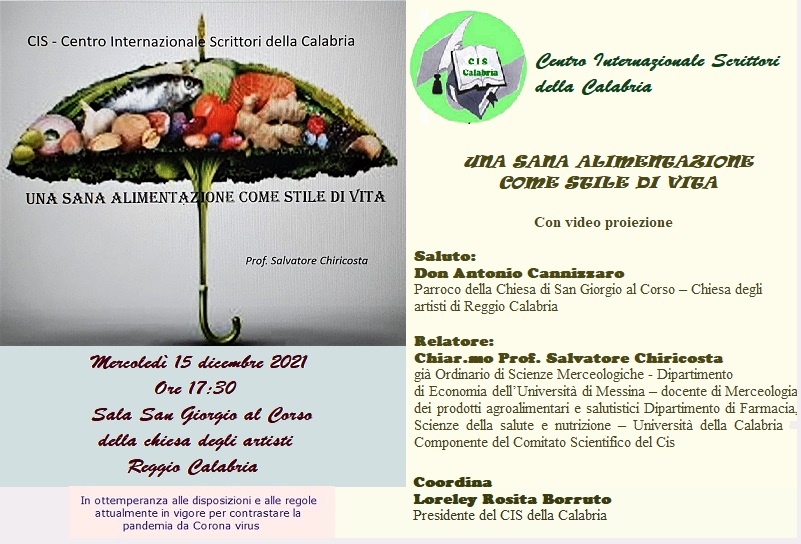 Reggio Calabria – Il Cis promuove la conferenza: Una sana alimentazione come stile di vita