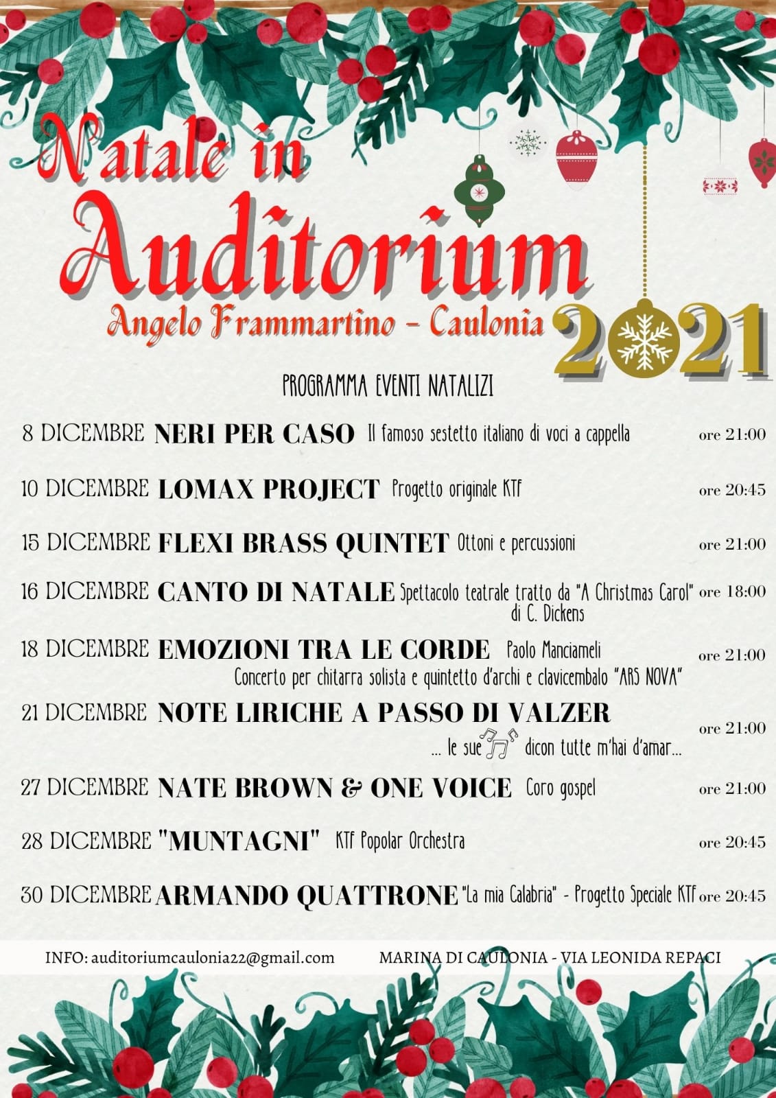 Natale in Auditorium, a Caulonia un dicembre ricco di eventi