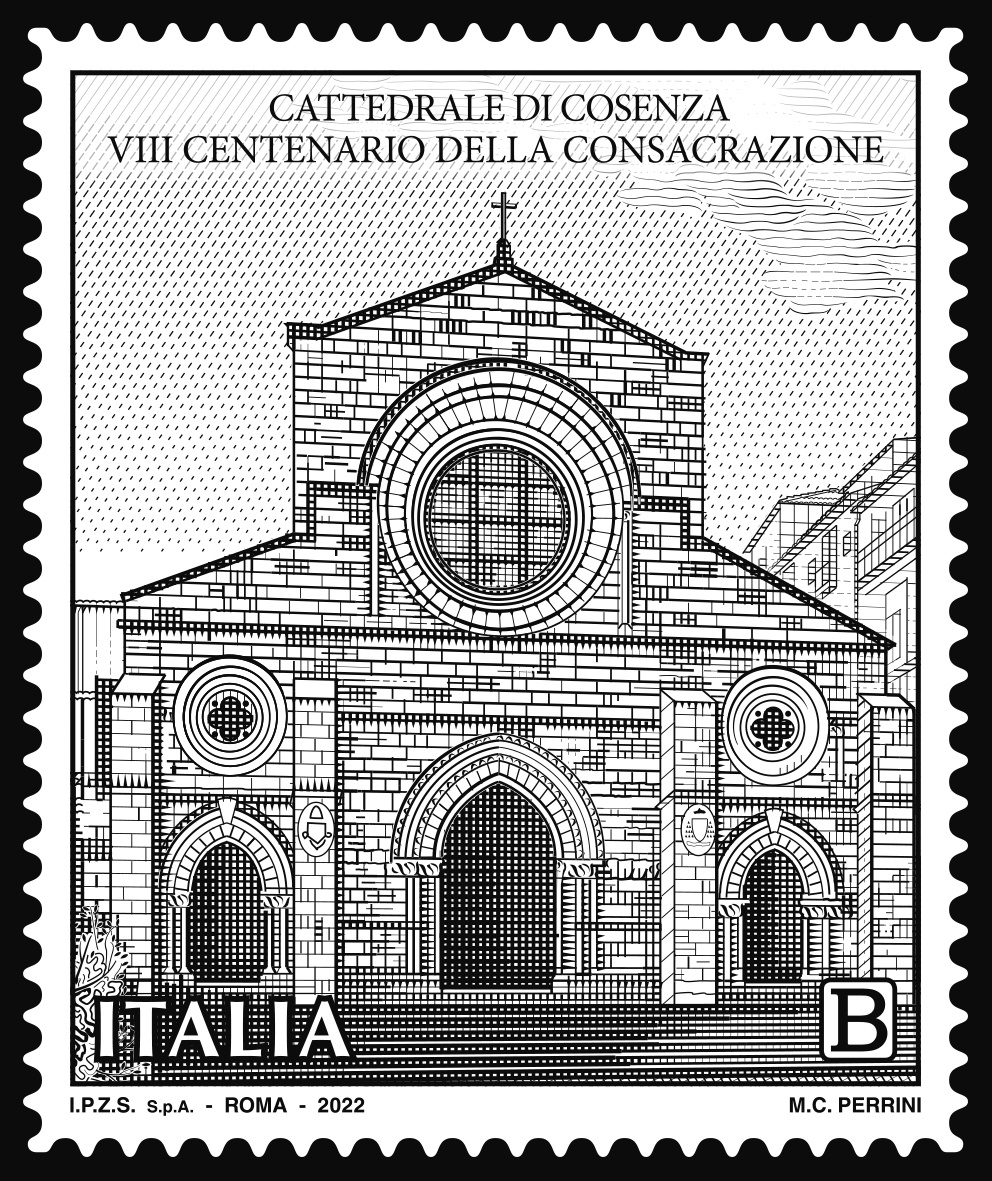 Un francobollo per celebrare l’VIII centenario della consacrazione della Cattedrale di Cosenza