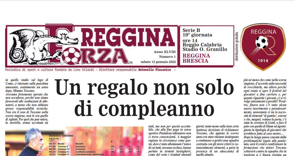 Reggina-Brescia, il nuovo numero di “Forza Reggina”