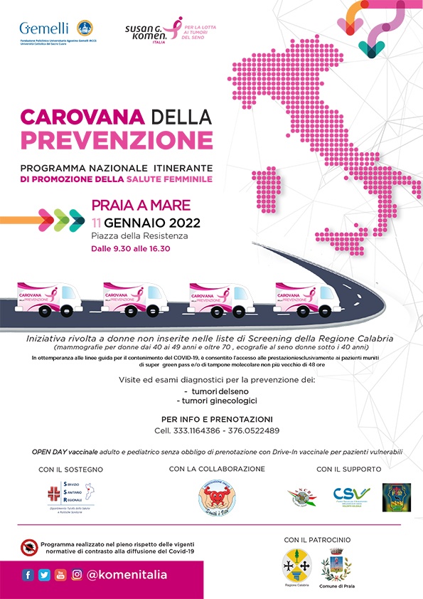 La Carovana della Prevenzione fa tappa in Calabria: un tour di 3 giorni dedicato alla tutela della salute delle donne