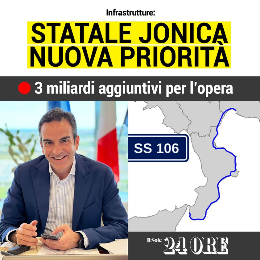 Infrastrutture, Occhiuto: “Stiamo lavorando affinché Ss106 diventi priorità nazionale”