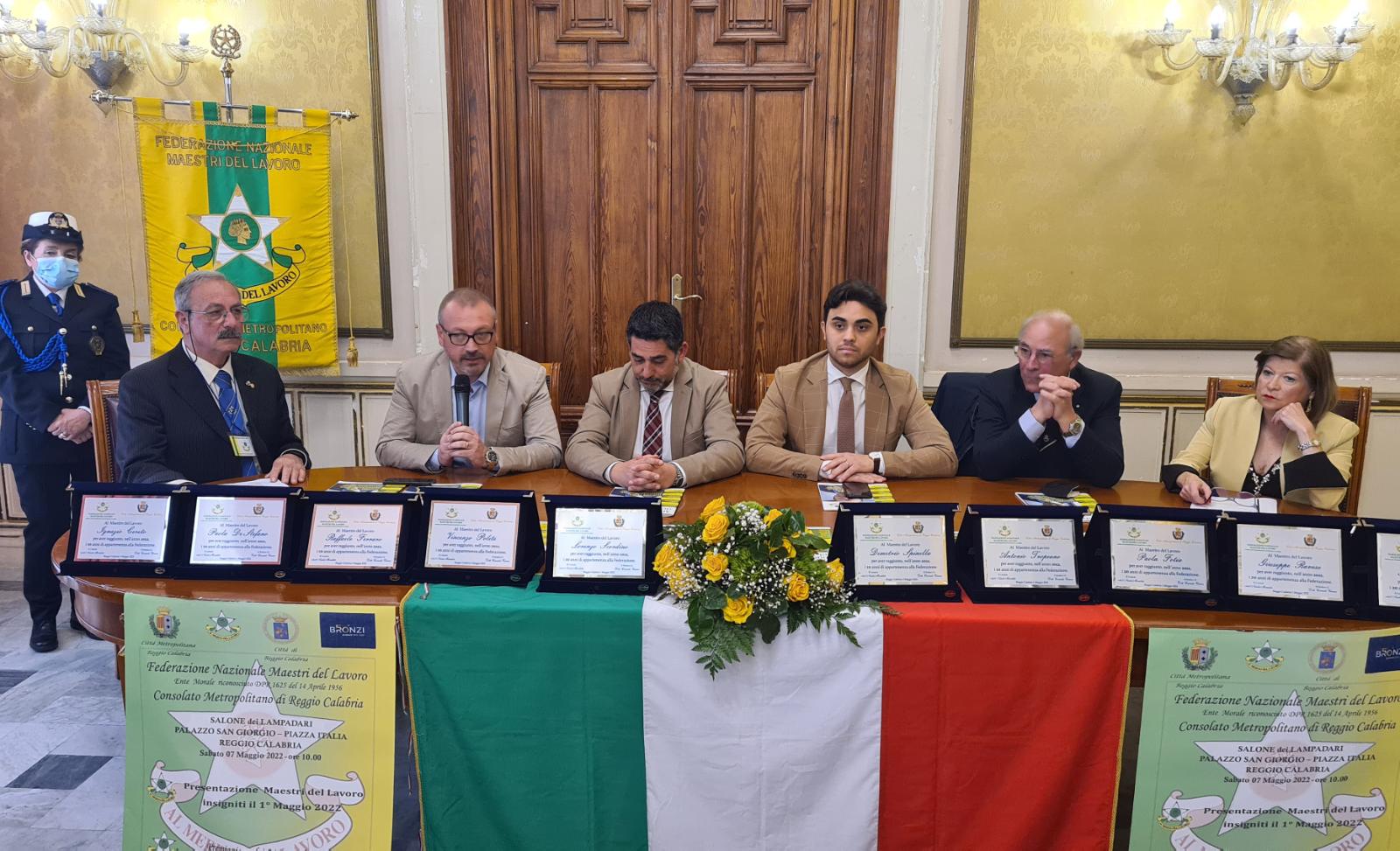 Presentate le nuove Stelle al Merito dei Maestri del Lavoro del Consolato Metropolitano di Reggio Calabria