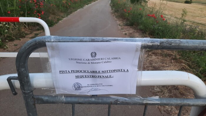 Sequestrata pista ciclabile inaugurata da poco: chiuso il tratto Morano-Campotenese