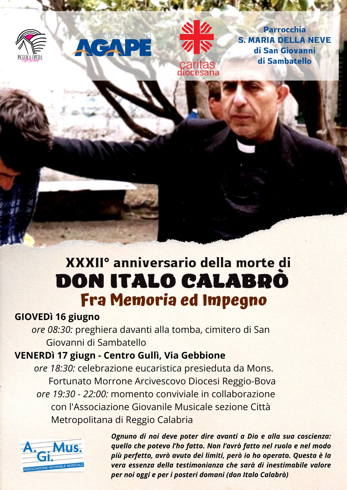 Don Italo Calabrò, nel trentaduesimo anniversario della sua scomparsa, la Chiesa di Reggio lo ricorda