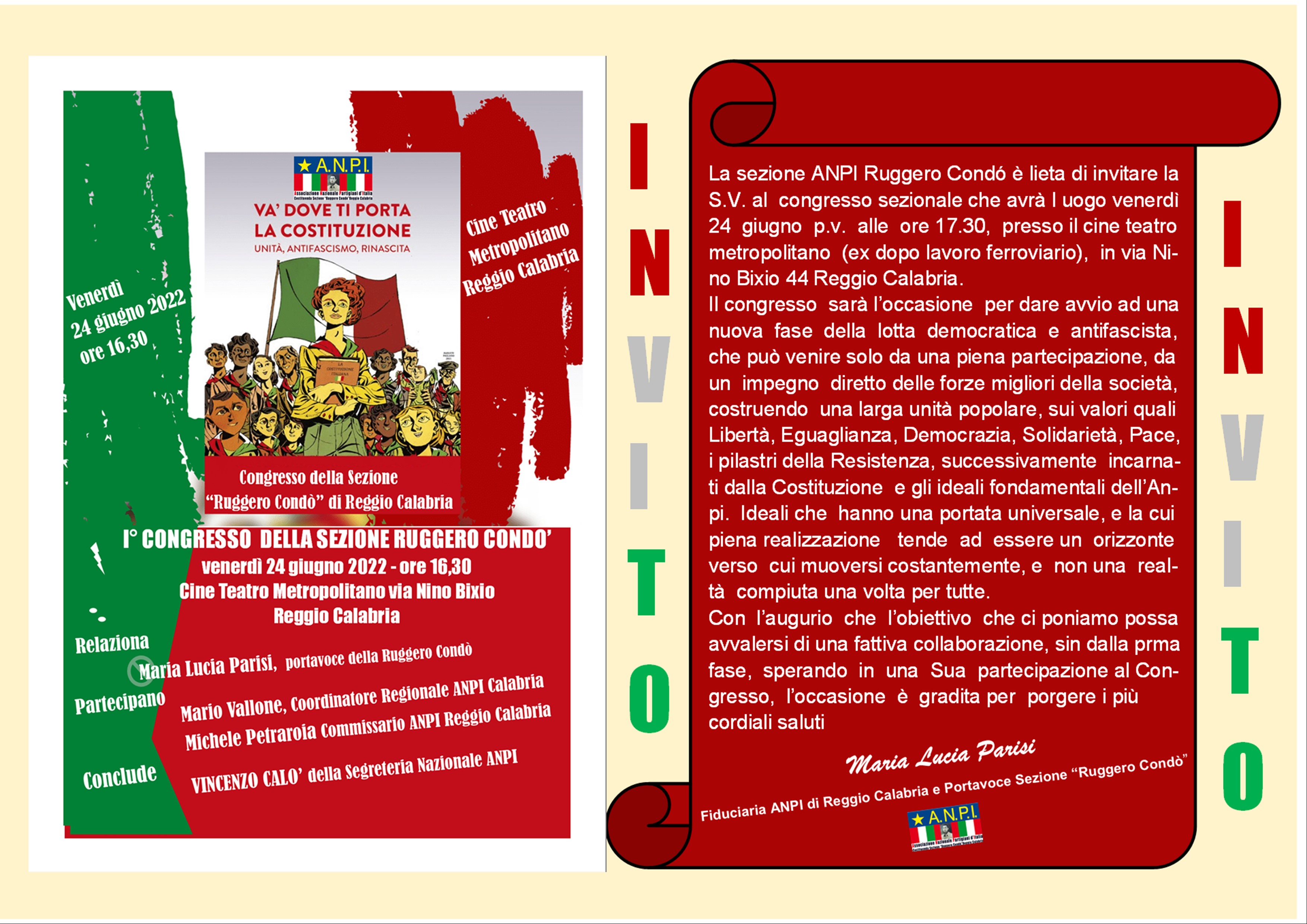 Reggio Calabria – Il 24 giugno congresso della sezione ANPI “Ruggero Condó”