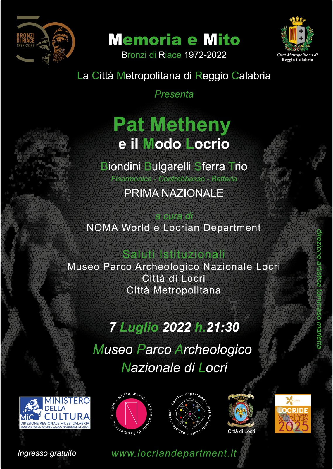 Al via gli eventi della Metrocity per il cinquantenario dei Bronzi: si comincia a Locri con “Pat Metheny e il Modo Locrio”