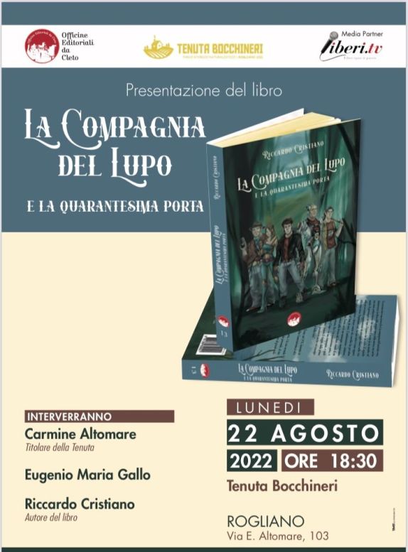 Rogliano – Oggi pomeriggio la presentazione del libro “La compagnia del lupo e la quarantesima porta”
