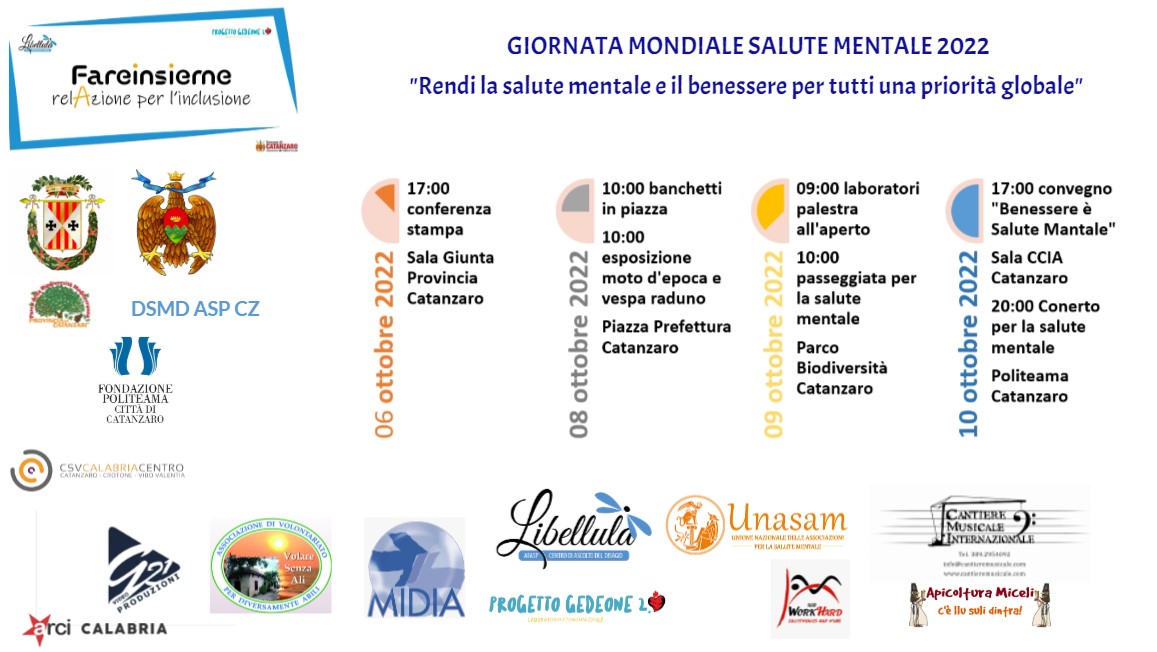 Anche la Calabria si prepara a festeggiare la Giornata Mondiale della Salute Mentale
