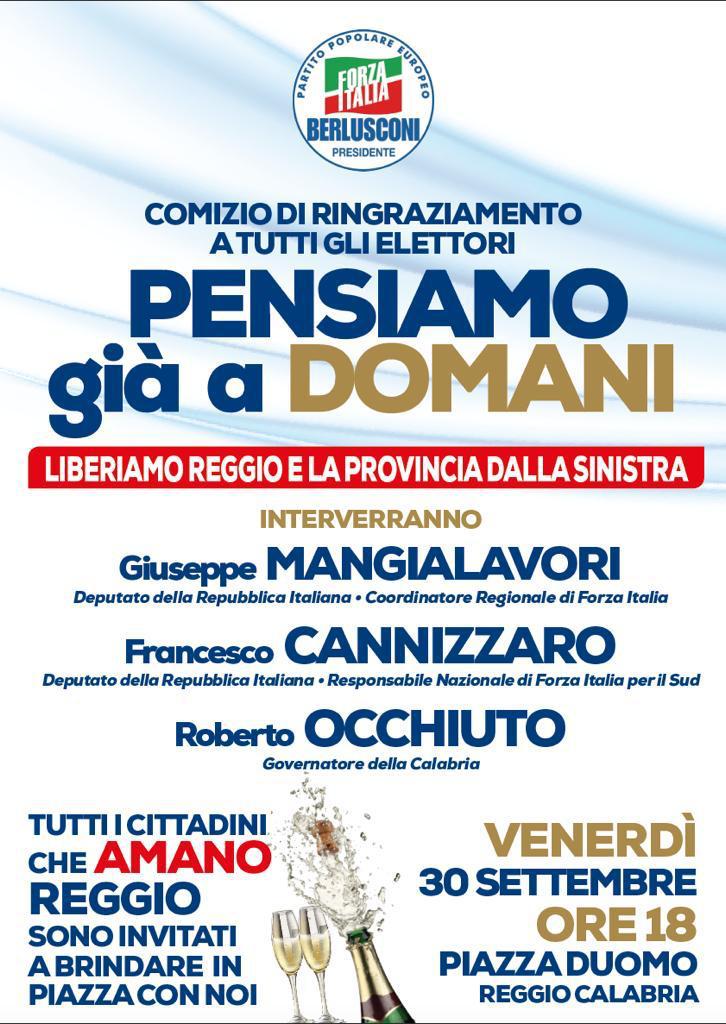 Cannizzaro in piazza per ringraziare i cittadini: “invito tutti a brindare insieme al futuro di Reggio e della Calabria!”