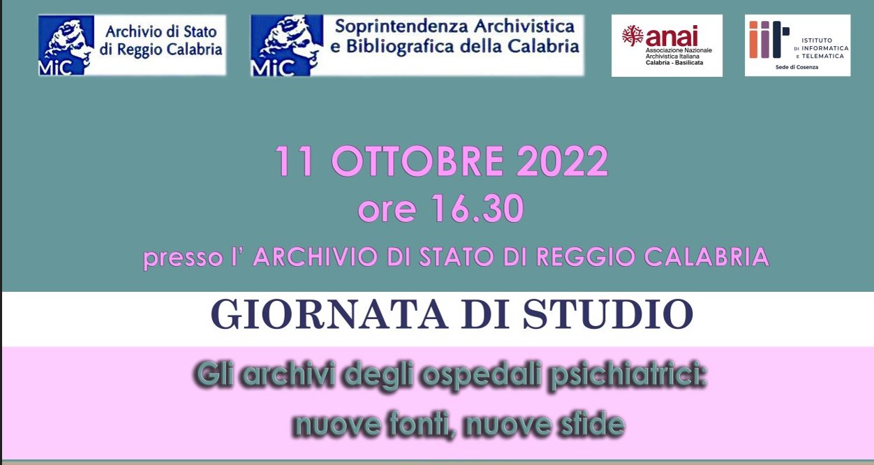 Reggio Calabria –  Giornata di studio: “Gli archivi degli ospedali psichiatrici: nuove fonti, nuove sfide”