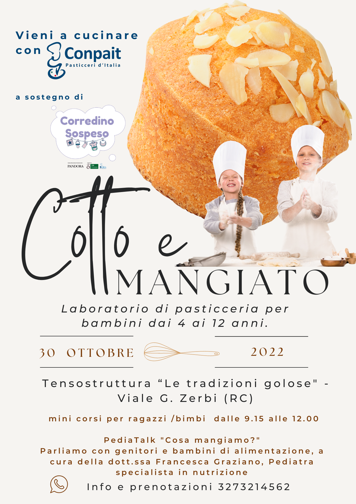 Reggio Calabria – Cotto e mangiato: laboratorio di pasticceria 4/12 anni
