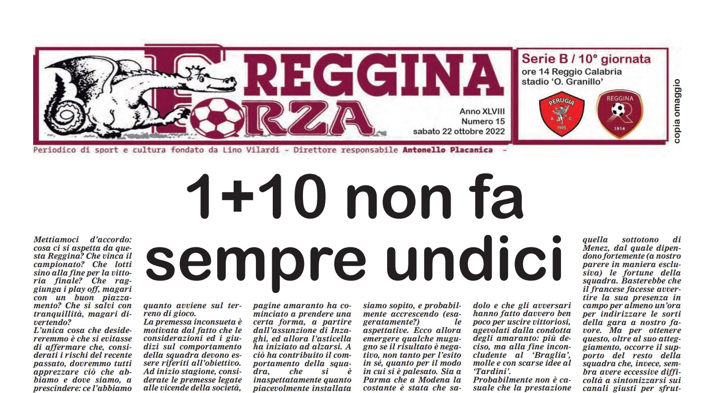 Il nuovo numero di Forza Reggina: “1+10 non fa sempre undici”