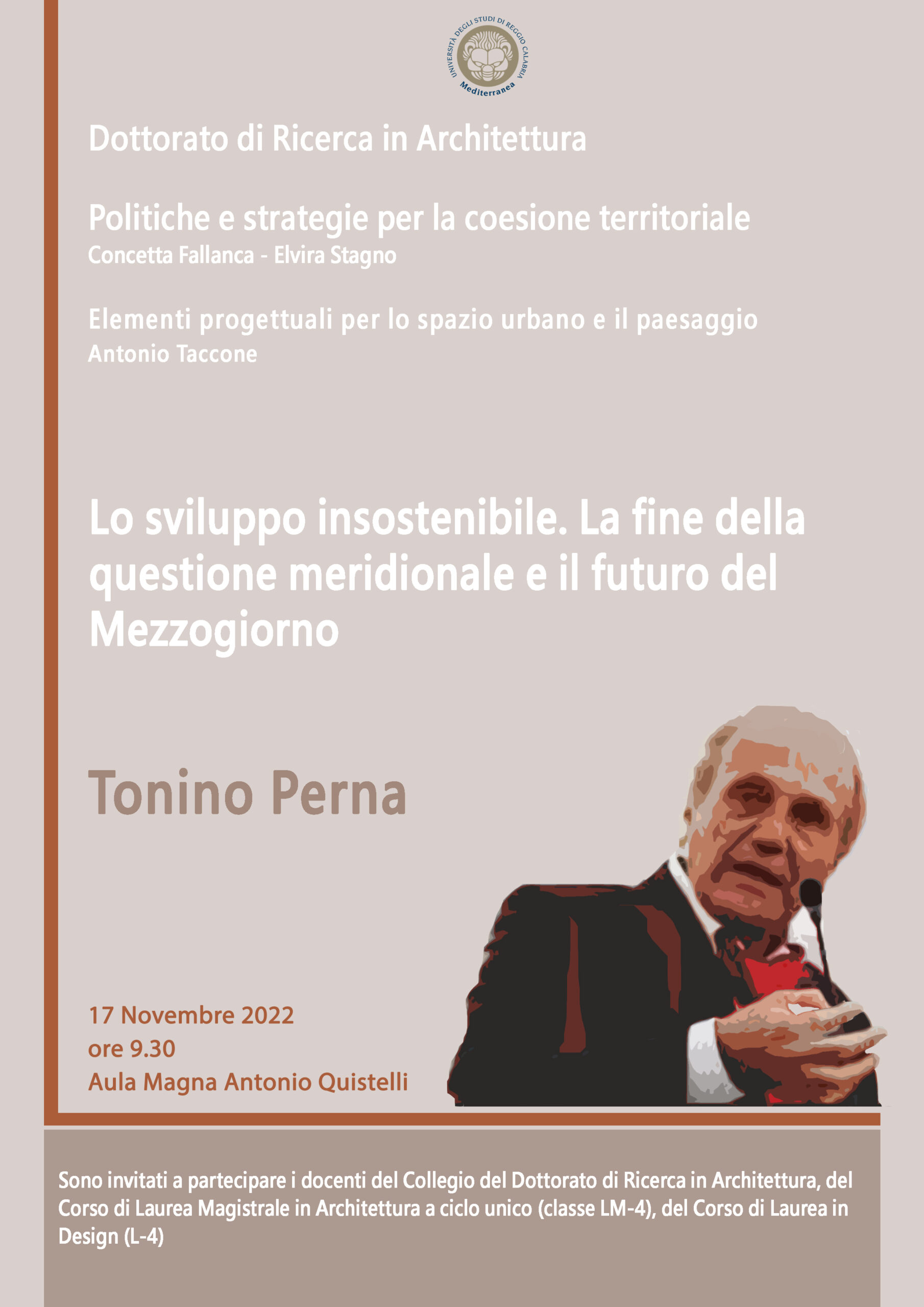 UniRC| Incontro “Lo sviluppo insostenibile. La fine della «Questione meridionale» e il futuro del Mezzogiorno”
