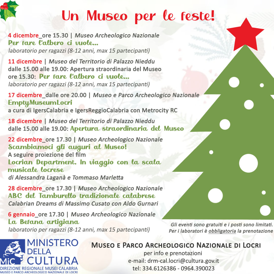 Un Museo per feste!  Il programma degli eventi natalizi a Locri Epizefiri