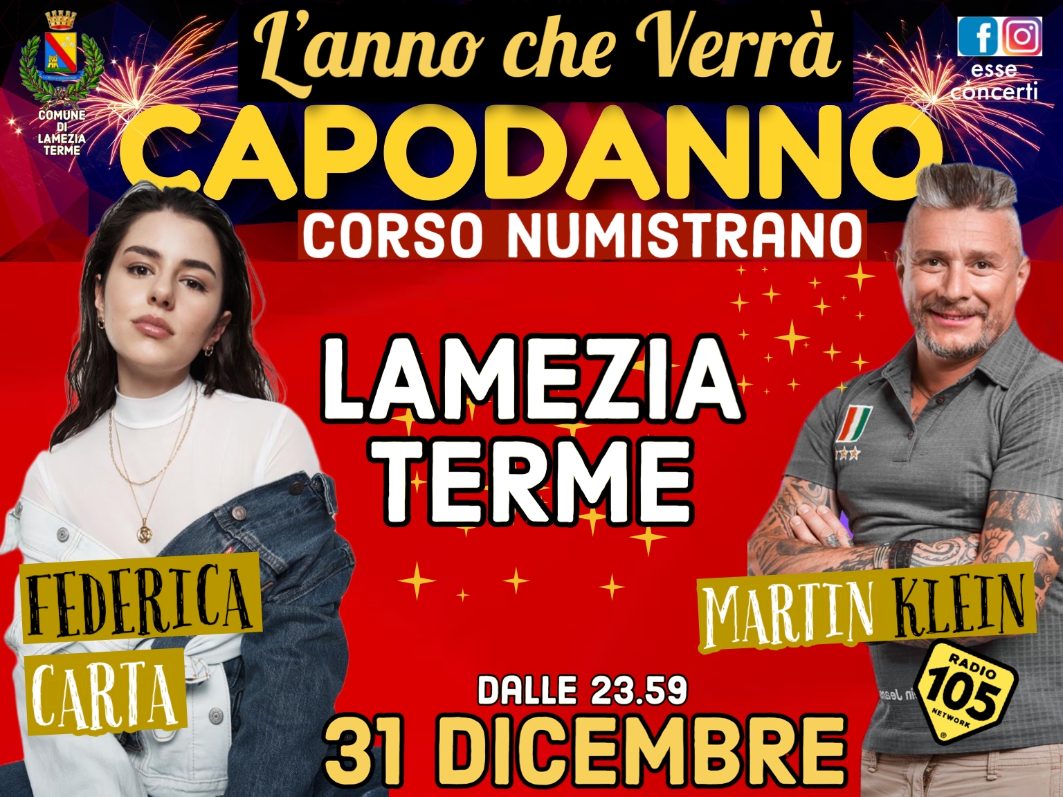 Lamezia Terme – Capodanno in piazza con Dj Martin Klein e Federica Carta