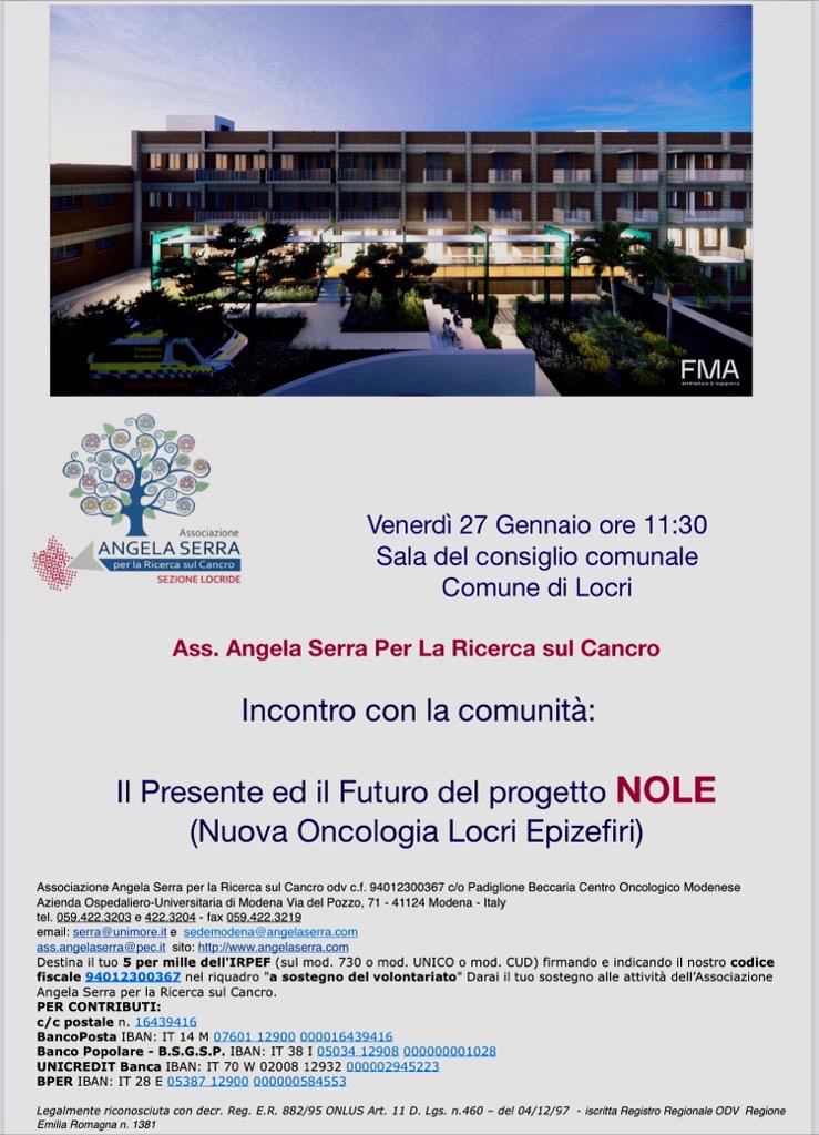 A Locri incontro con la cittadinanza sullo stato del progetto NOLE per la riqualificazione del reparto oncologico