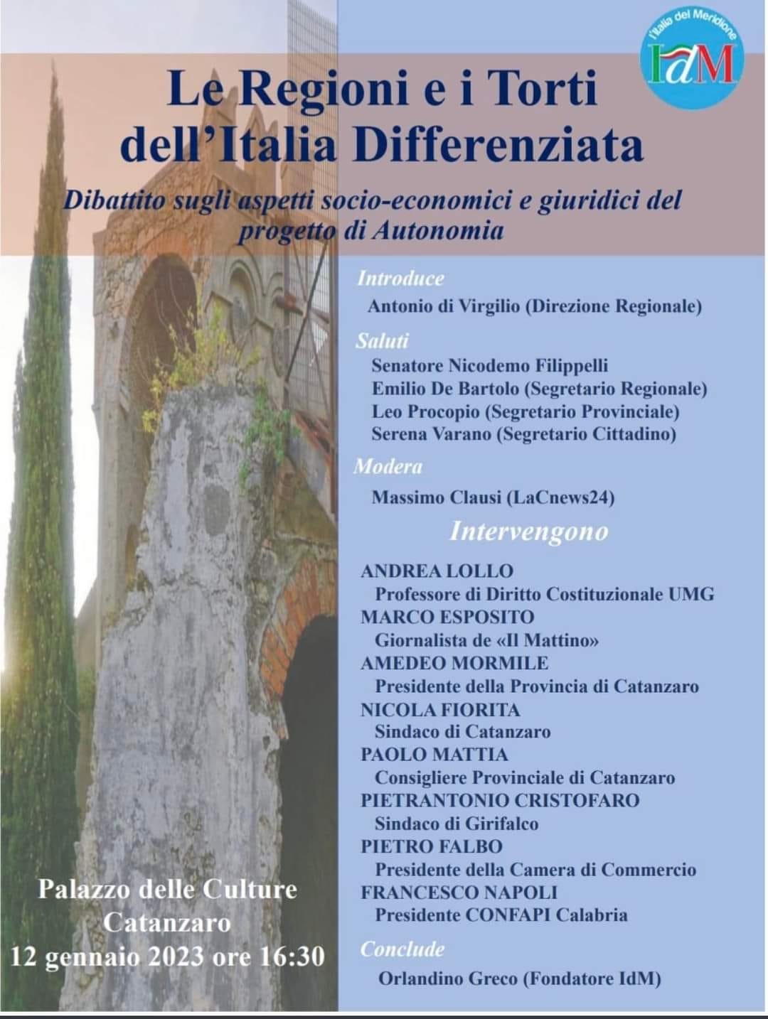 Catanzaro – Dibattito sugli aspetti socio-economici e giuridici del progetto di Autonomia
