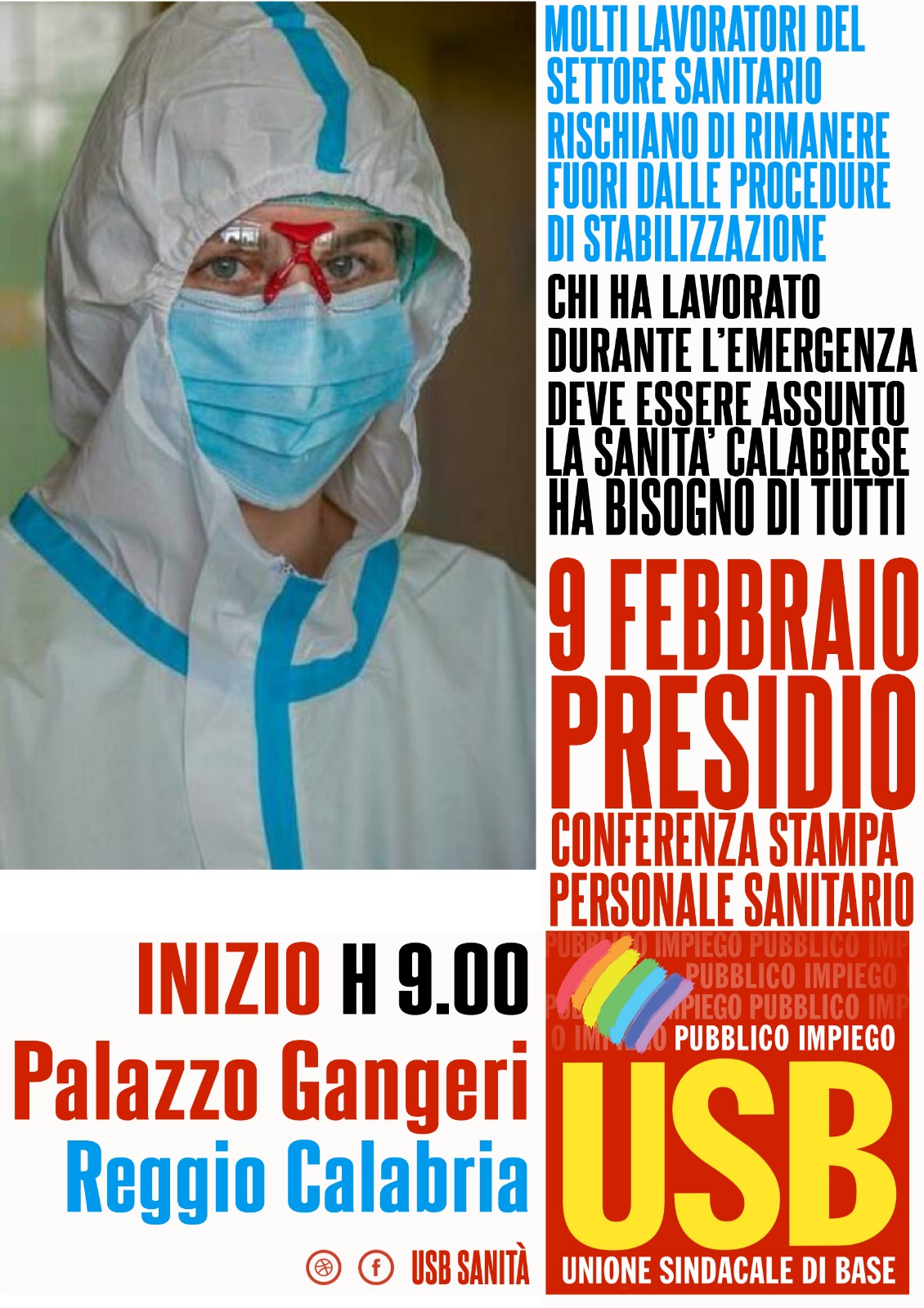 L’USB in presidio sotto gli uffici del GOM per chiedere la stabilizzazione dei precari Covid
