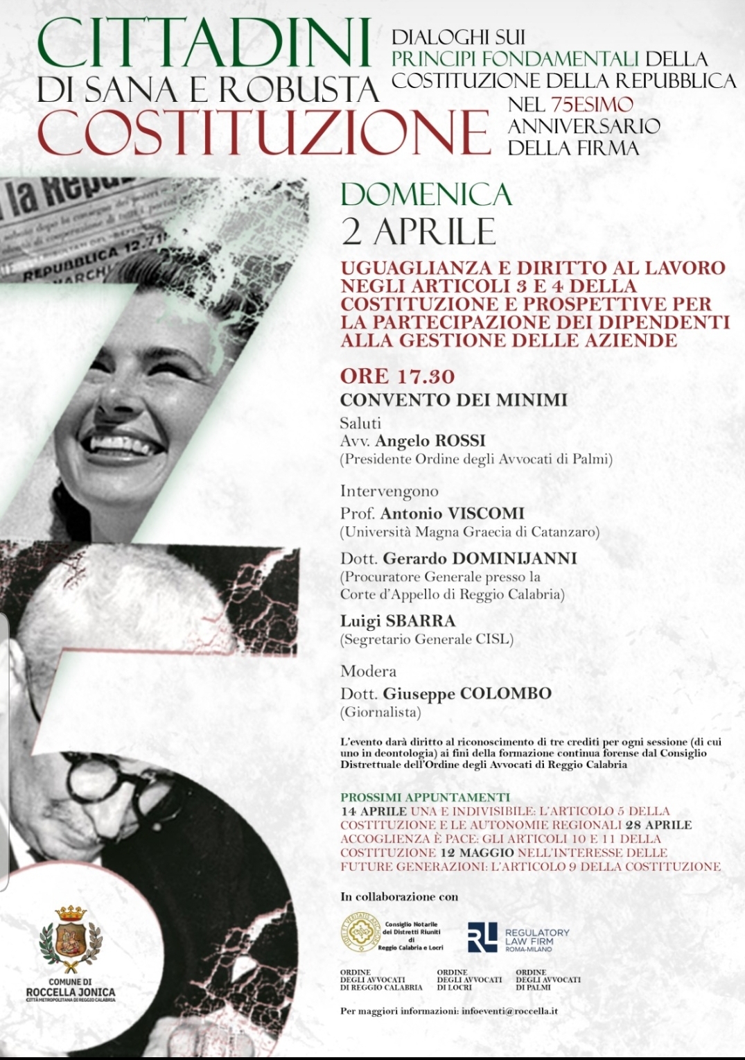 Roccella, prosegue il ciclo di incontri dedicati ai 75 anni della Costituzione