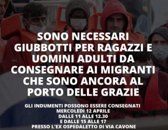 Sbarco di migranti a Roccella Ionica – Necessari indumenti per adulti e ragazzi: dove e quando consegnarli