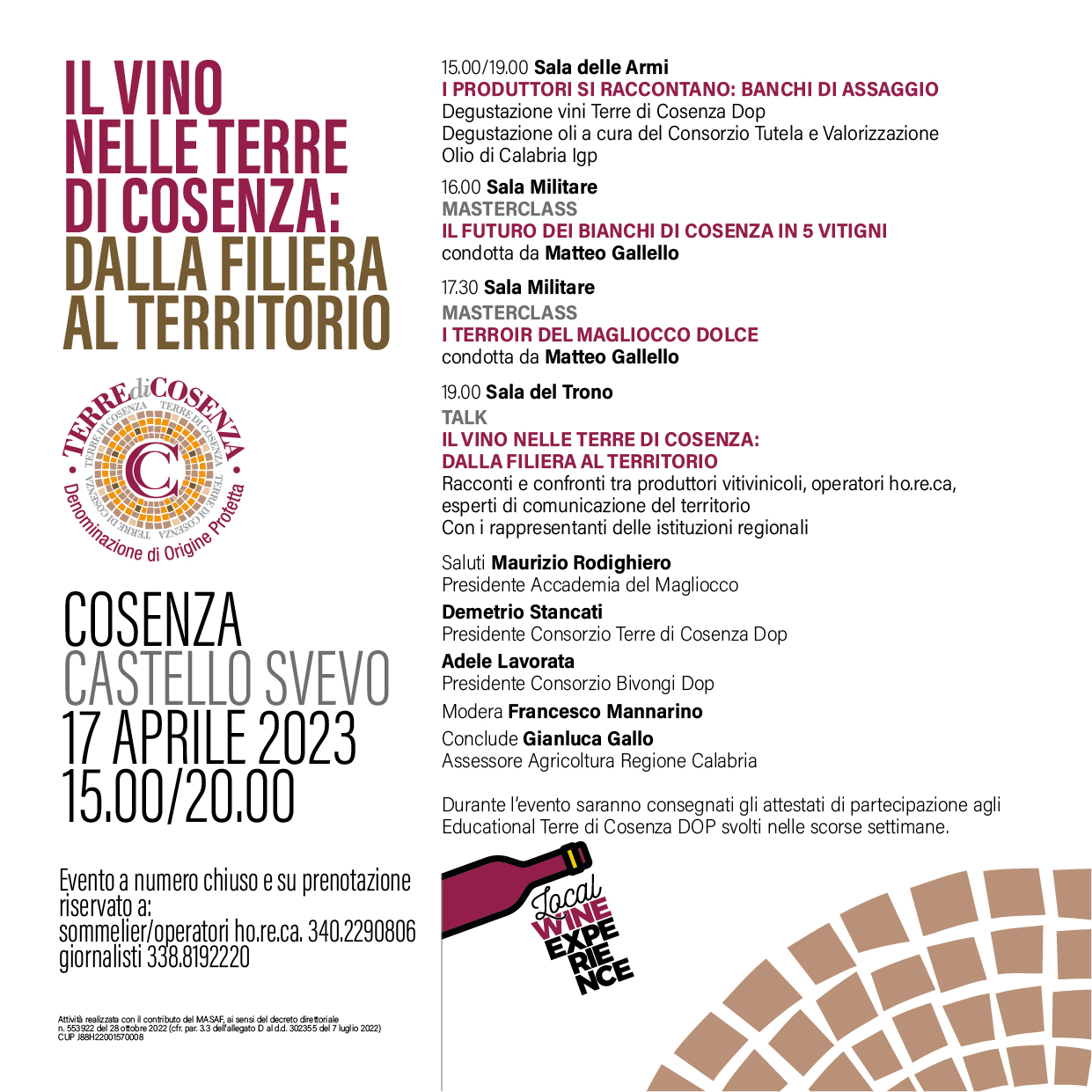 Il Consorzio Terre di Cosenza dop incontra operatori, sommelier e giornalisti