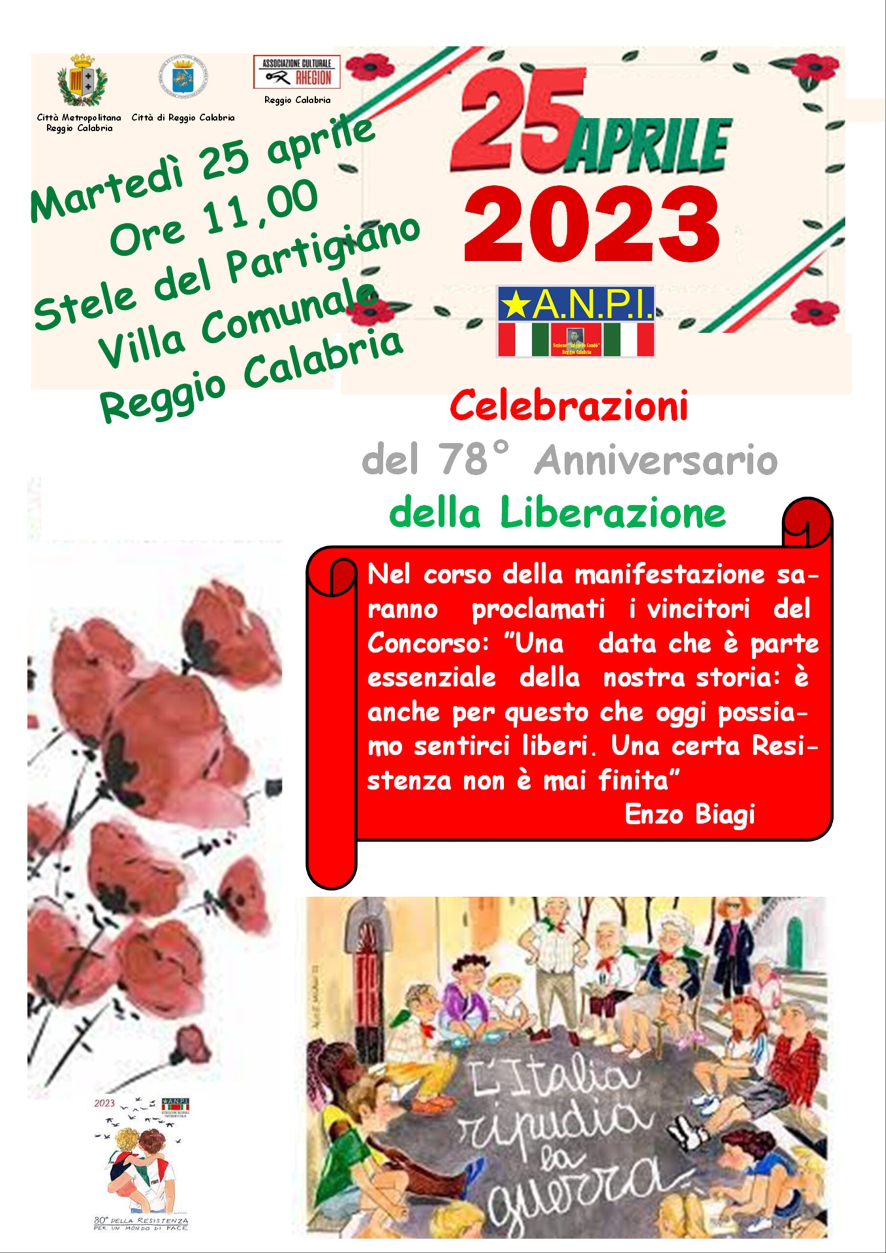 Celebrazione della Festa della Liberazione, Proclamazione dei  vincitori del Concorso per le Scuole secondarie di primo e secondo grado della Città Metropolitana di Reggio Calabria