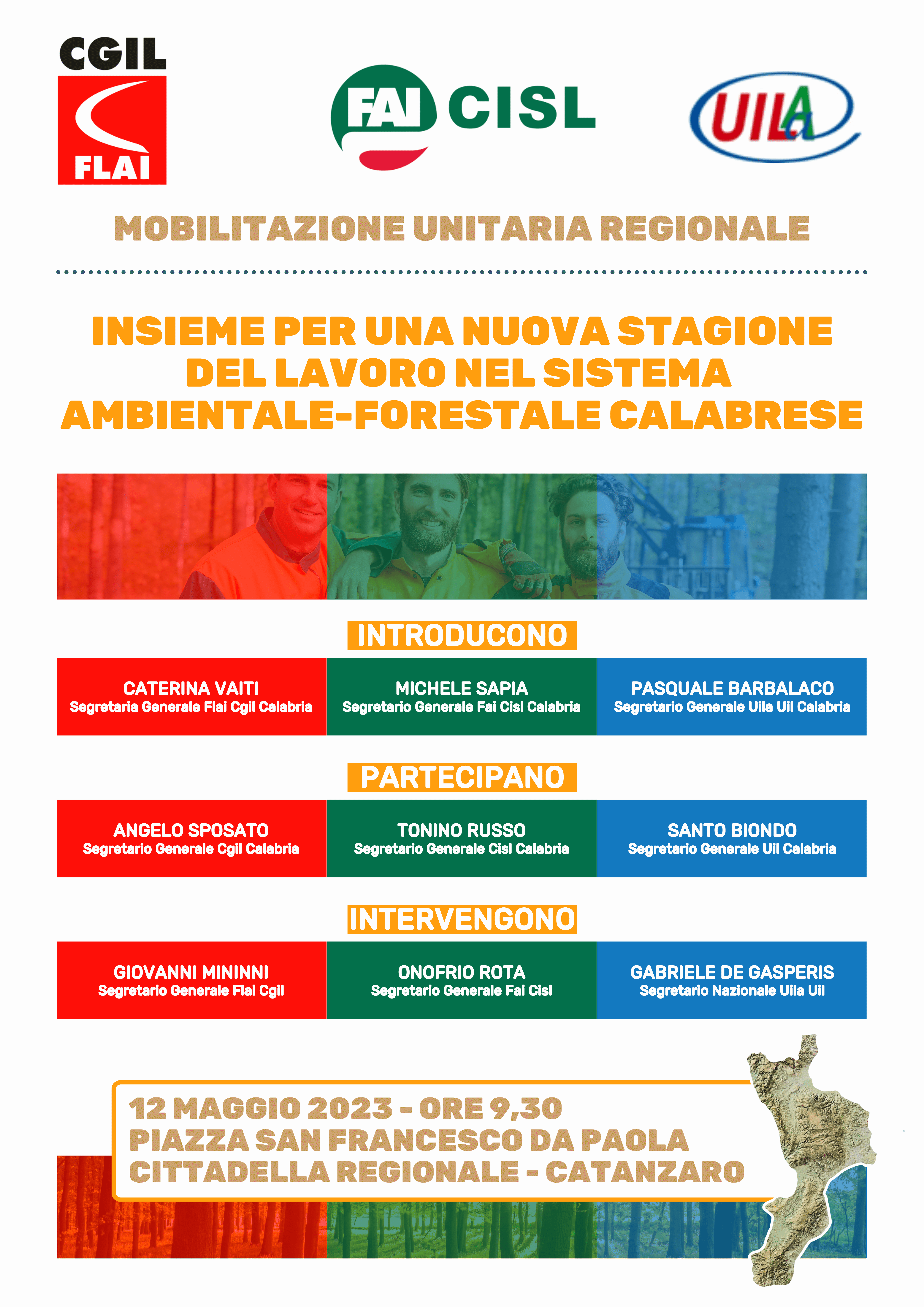 Forestazione, il 12 maggio la mobilitazione di Flai-Fai-Uila Calabria