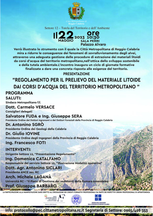 Reggio Calabria – Nuovo regolamento per il prelievo del materiale litoide dai corsi d’acqua