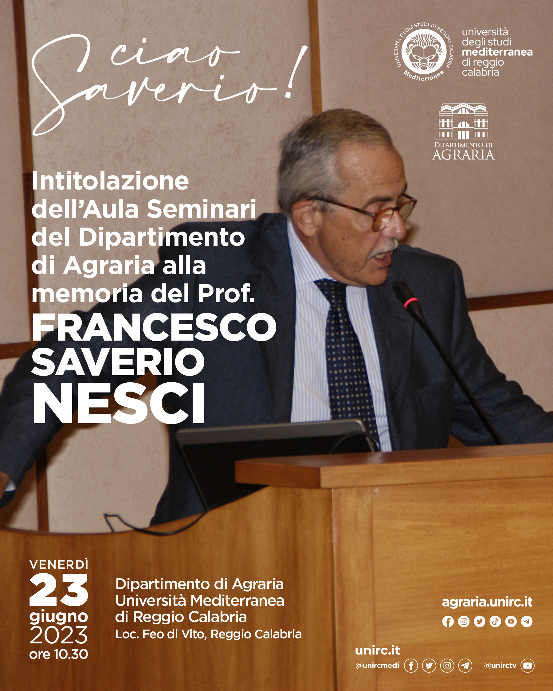 Reggio Calabria – L’ Università Mediterranea rende omaggio al professore Francesco Saverio Nesci