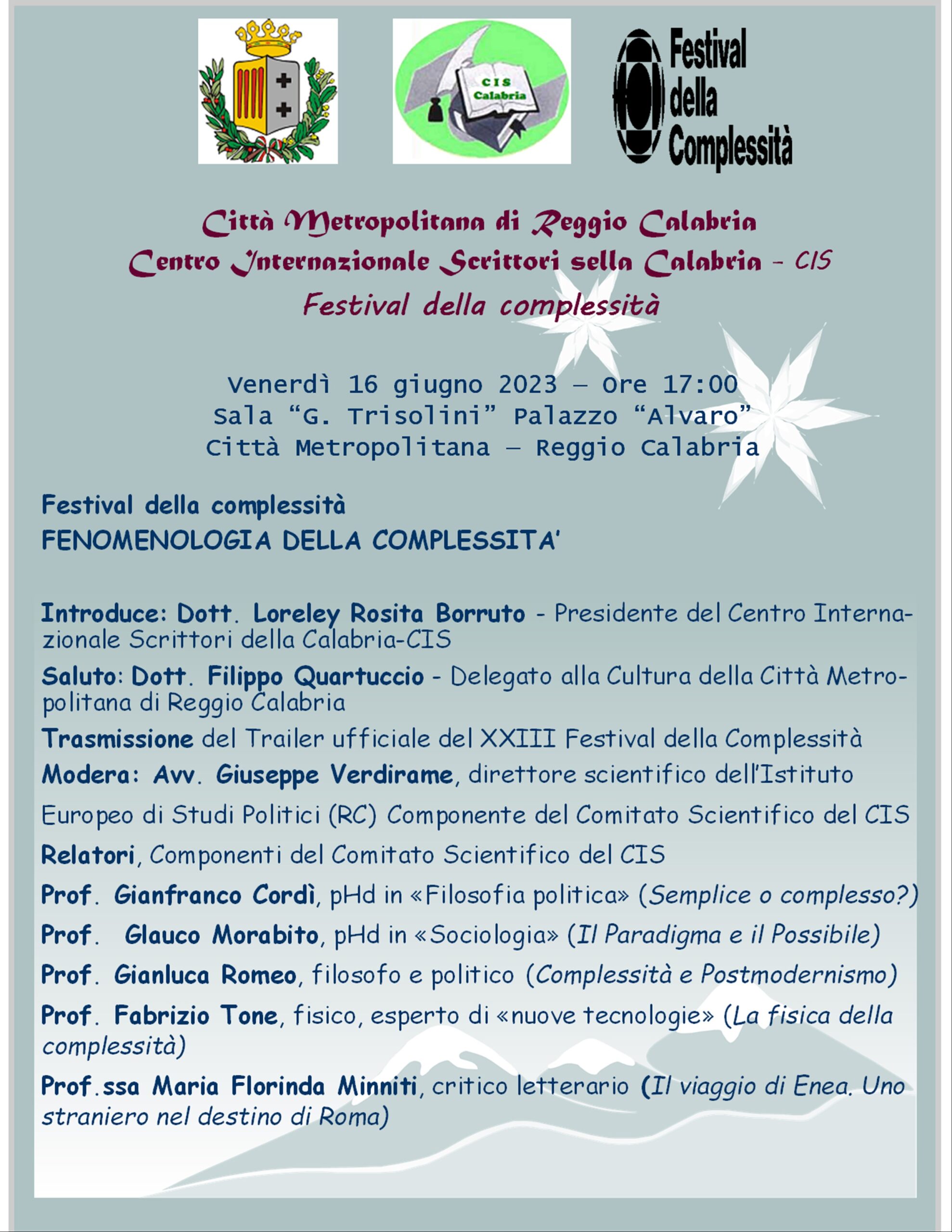 Reggio Calabria – Il 16 giugno incontro dal tema “Fenomenologia della complessità”