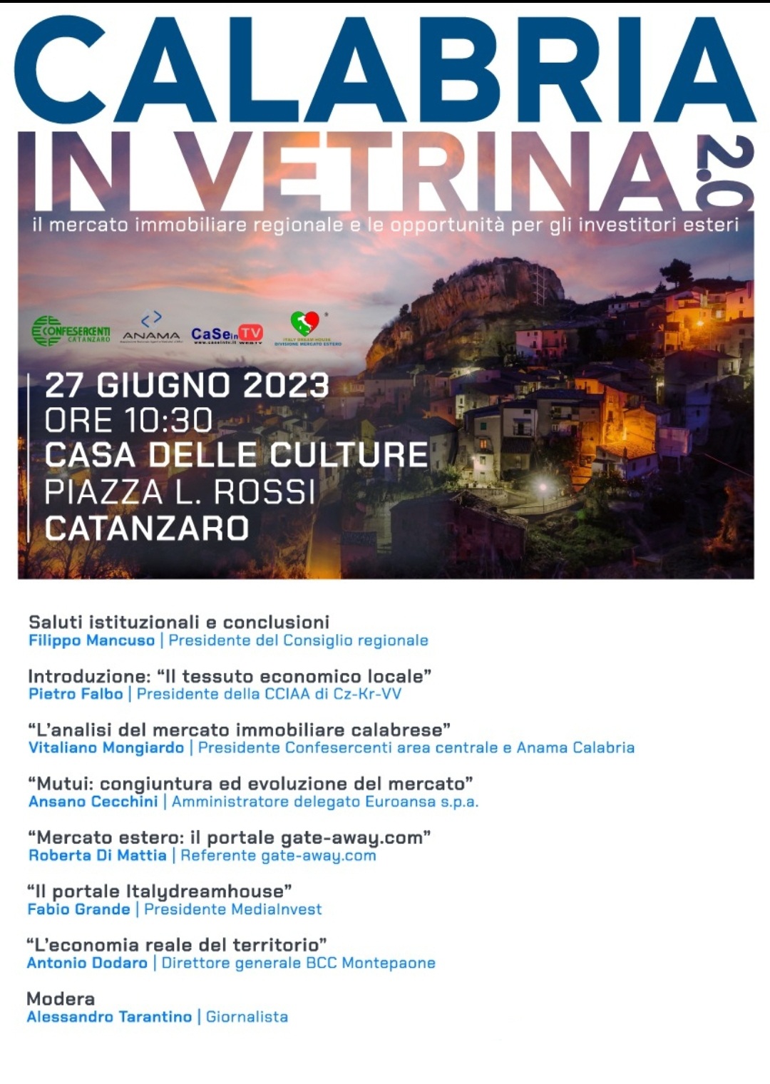 Catanzaro – Convegno sul Mercato Immobiliare Calabrese e opportunità Mercato Estero